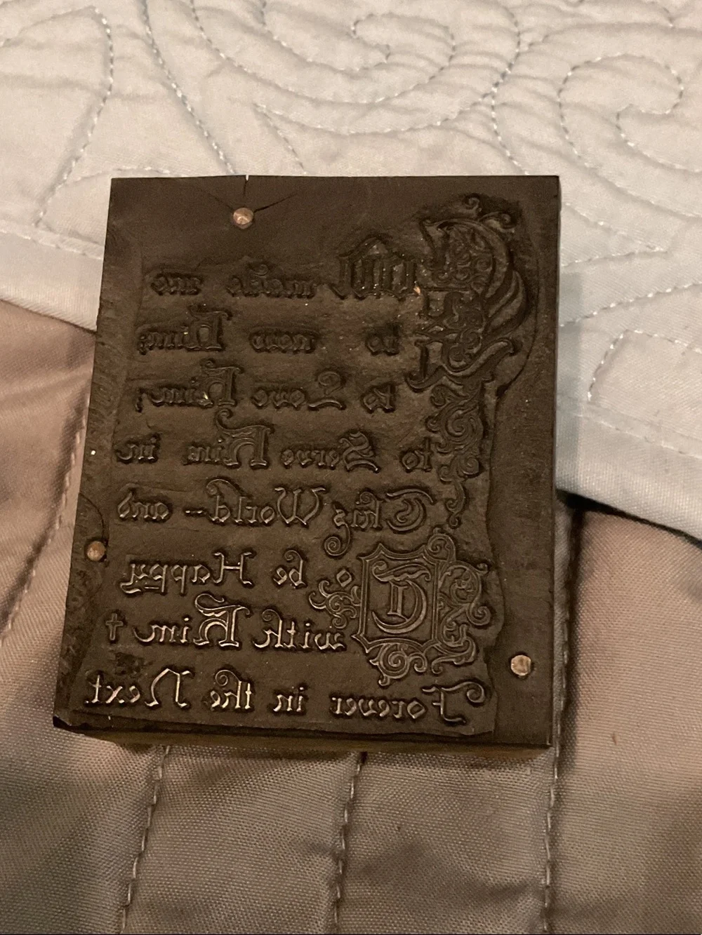 Vintage letterpress printing block.
